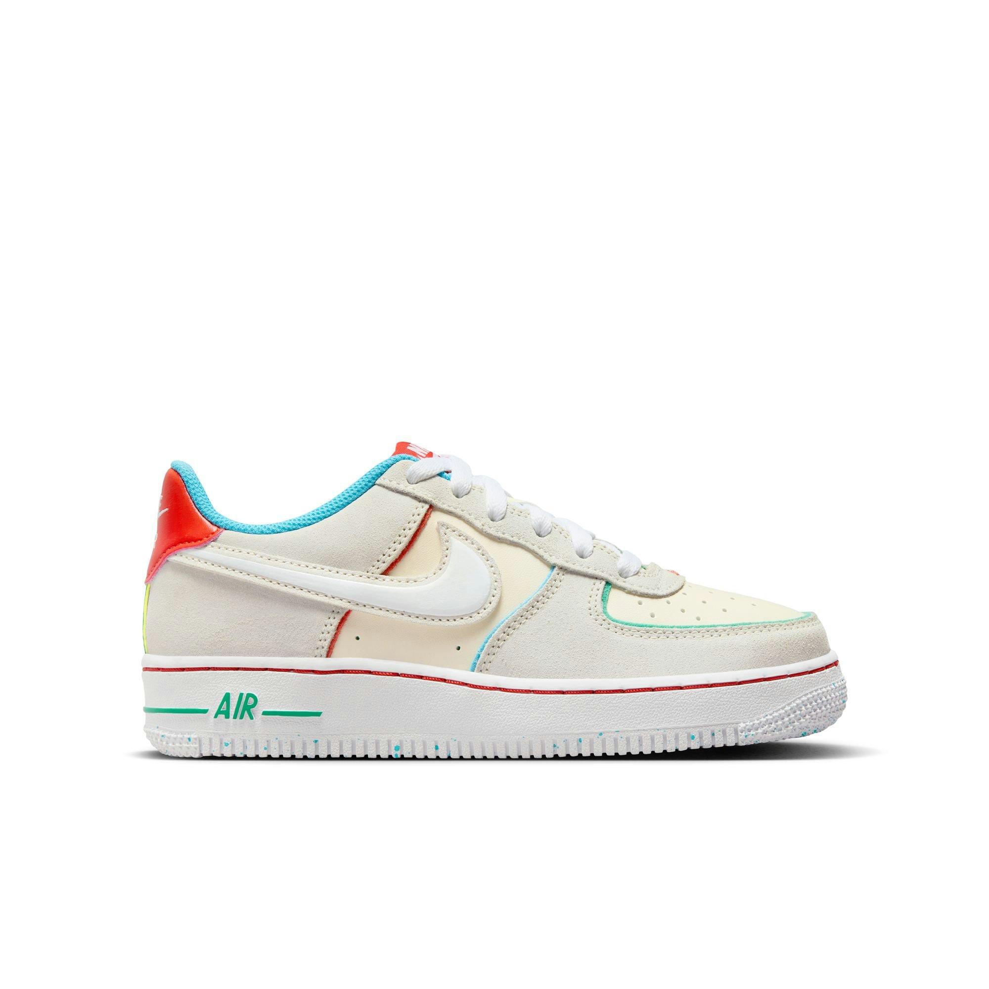 Nike Grade School Air Force 1 LV8 Pale Ivory White Picante Red Baltic Blue